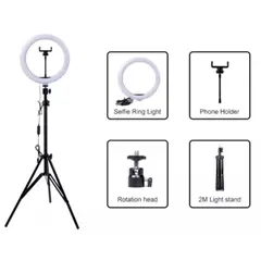GENERICO - Aro Luz Led 26cm Tik Tok Tripode 2mts Porta Celular Flex