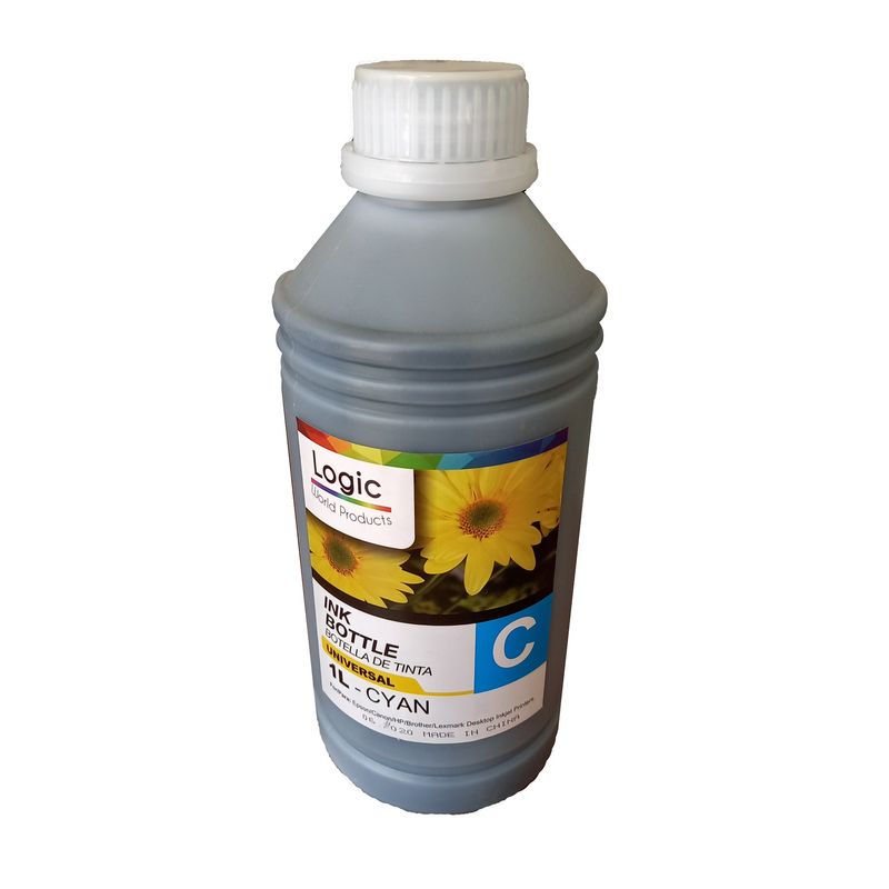 GENERICO - Tinta Cyan Recarga universal LITRO para impresoras HP CANON BROTHER