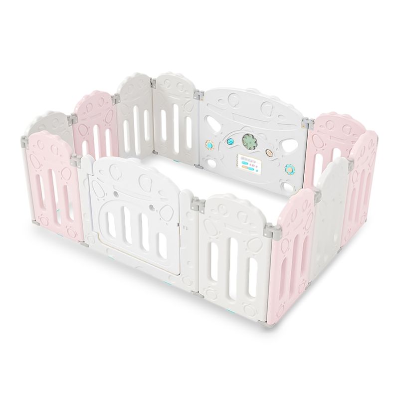 KIDSTAR - Corral para bebe modelo 10+2 paneles rosado