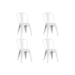 EMPOLI - Set de 4 Sillas de Metal Diseño Tolix Blanca