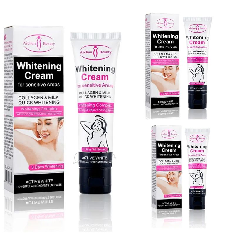 AICHUN BEAUTY - Pack 3 Crema Blanqueadora Aclarante Axilas Codos
