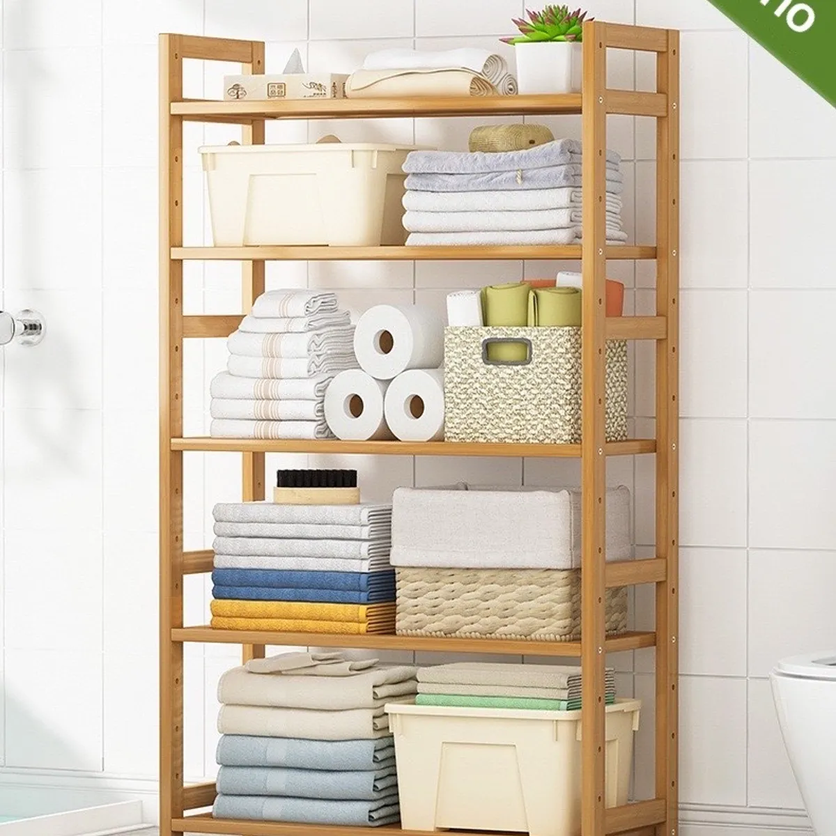 BJ HOGAR - Estante 5 Niveles Ajustable Organizador De Bambú Cocina Baño Libros