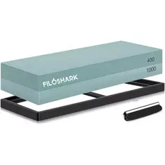 FILOSHARK - Piedra De Afilar 400 y 1000 con Base de Silicona Guía