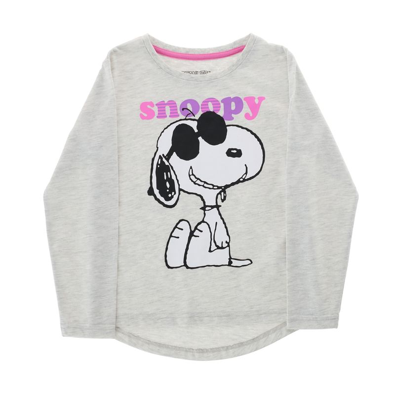 SNOOPY - Polera Manga Larga Niña Lentes Gris Snoopy