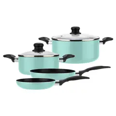 FANTUZZI - Bateria de cocina Antiadherente de aluminio 6 Piezas Menta Gourmet