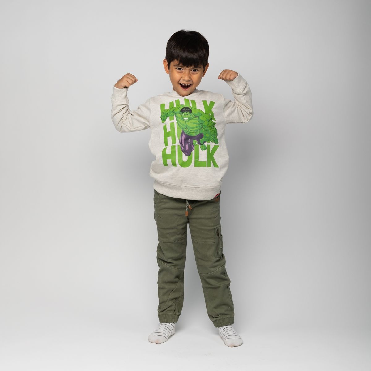 MARVEL - Poleron Niño Hulk Ready To Hit Gris Marvel