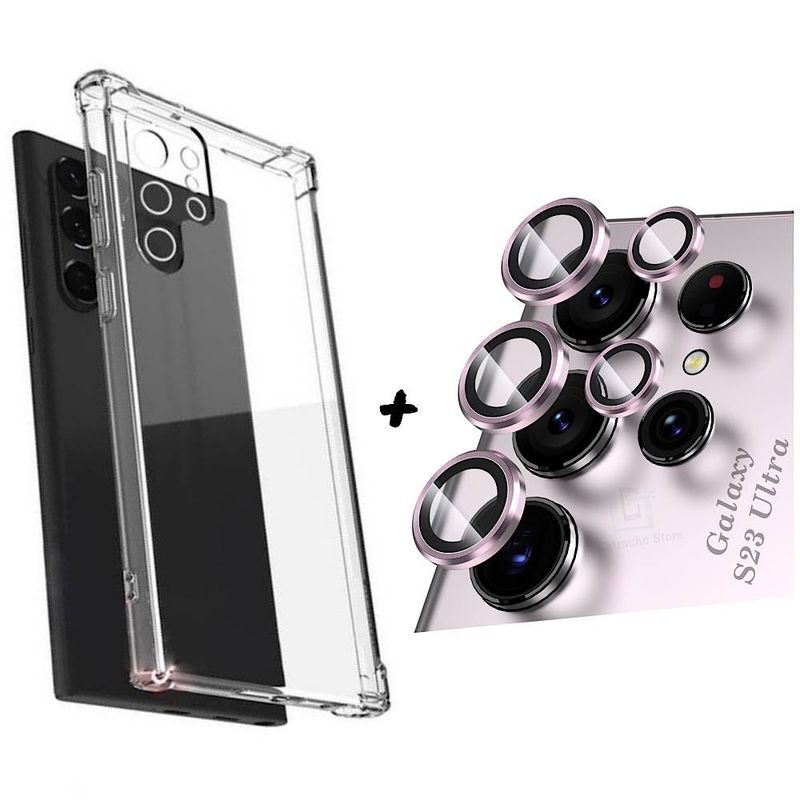GENERICO - Carcasa Transparente Para Samsung S23 Ultra-Protector Lentes