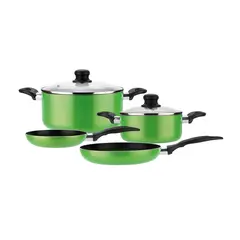 FANTUZZI - Batería de cocina de aluminio 6 Piezas Verde Gourmet
