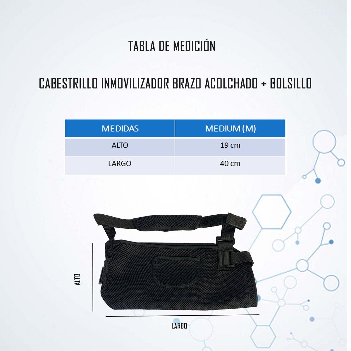 ONEDER - Cabestrillo Inmovilizador Brazo Acolchado Bolsillo Oneder