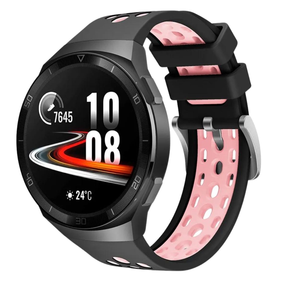 FOXYSMART - Correa de silicona para Huawei Watch GT2e NEGRO ROSA