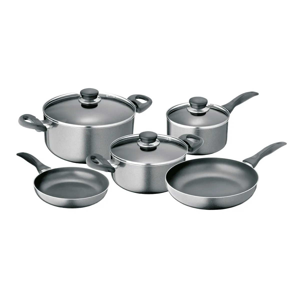 FANTUZZI - Batería de cocina de aluminio 8 Piezas Gris Gourmet Fantuzzi