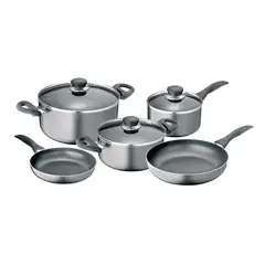 FANTUZZI - Batería de cocina de aluminio 8 Piezas Gris Gourmet