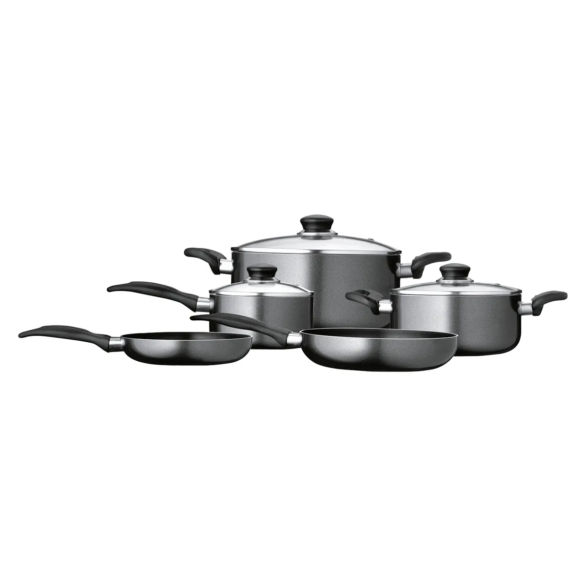 FANTUZZI - Batería de cocina de aluminio 8 Piezas Gris Gourmet Fantuzzi