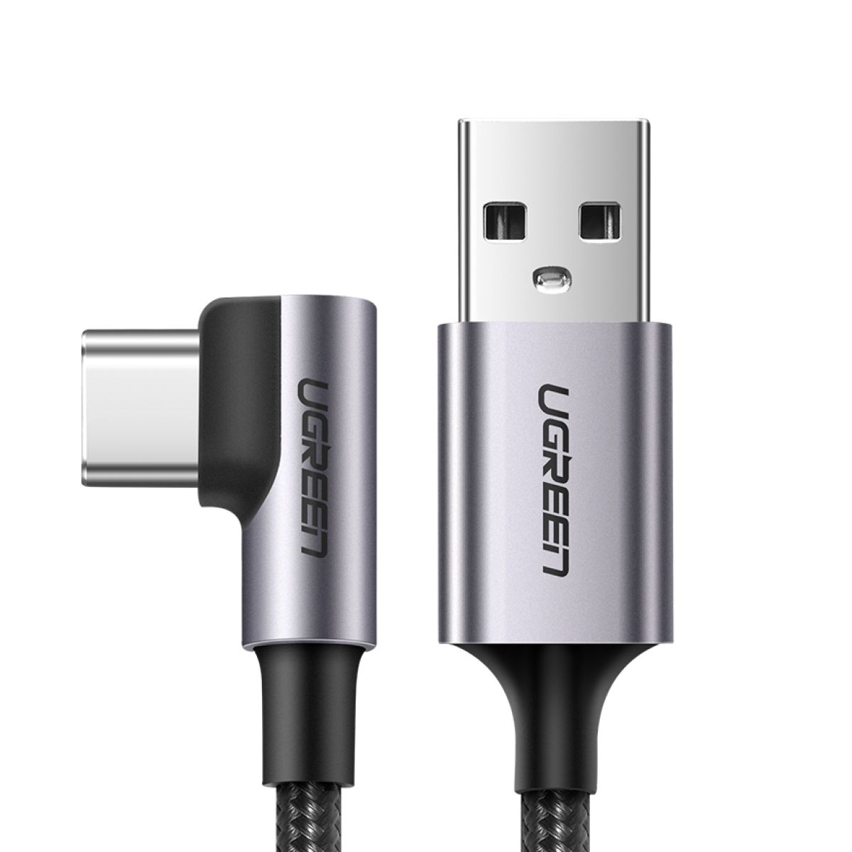 UGREEN - UGREEN Cable USB-C en ángulo a USB 2.0 A trenzado 1m Gris
