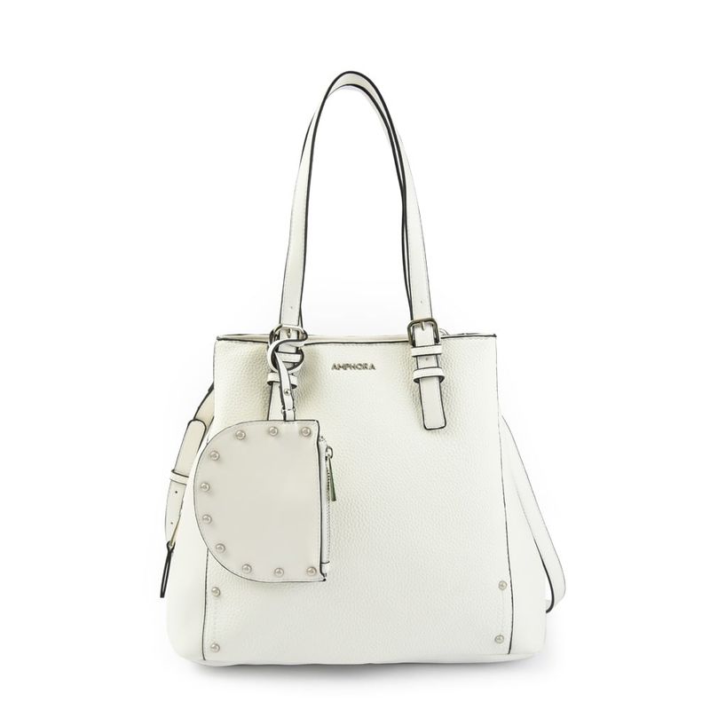 AMPHORA - Cartera Dos Asas Tres divisiones mediana inma blanco