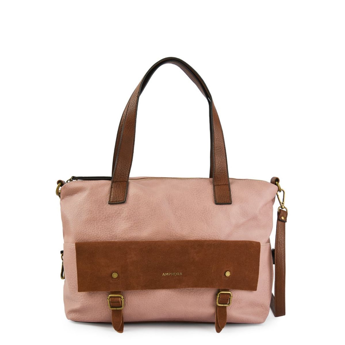 AMPHORA - Cartera dos asas grande renes rosa viejo