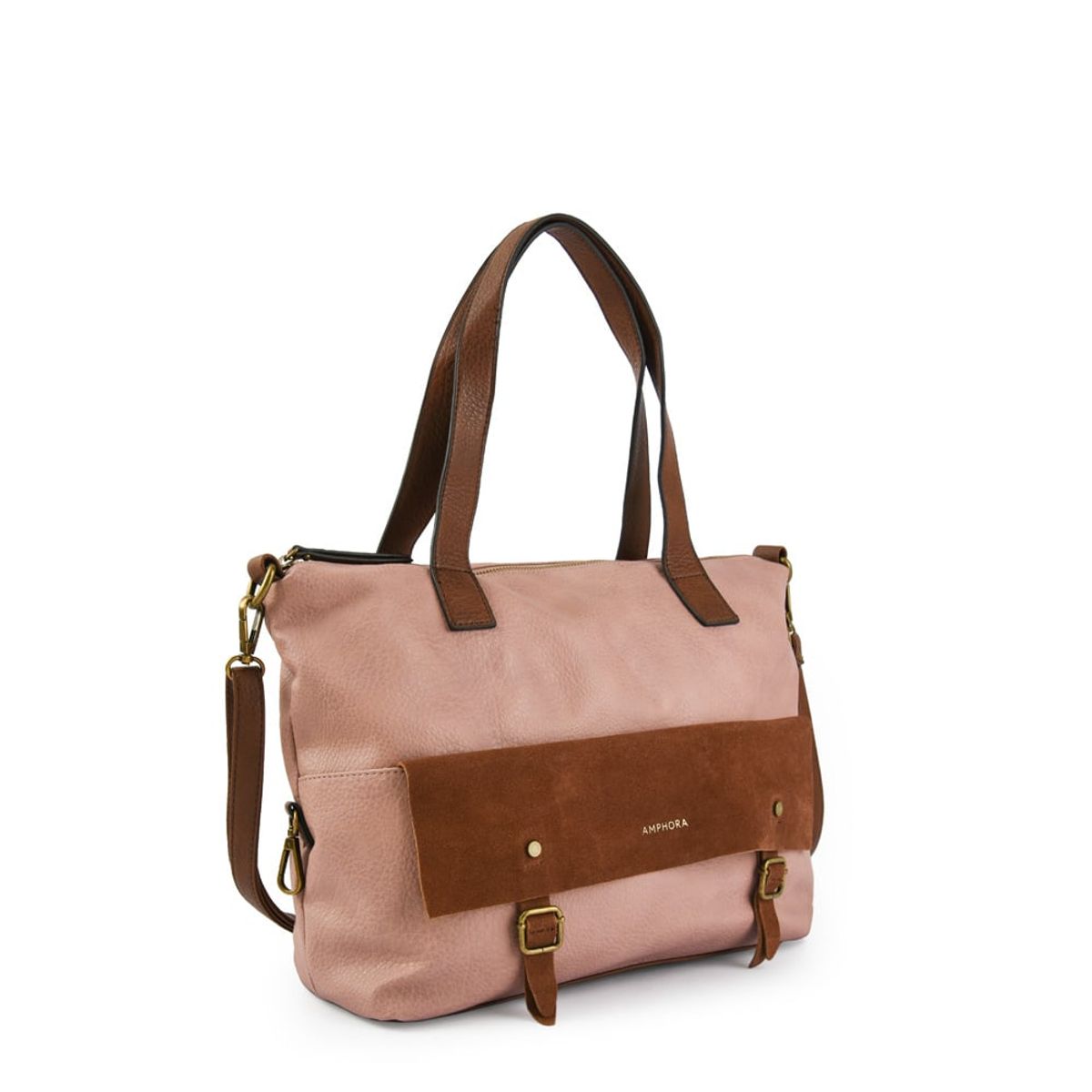 AMPHORA - Cartera dos asas grande renes rosa viejo