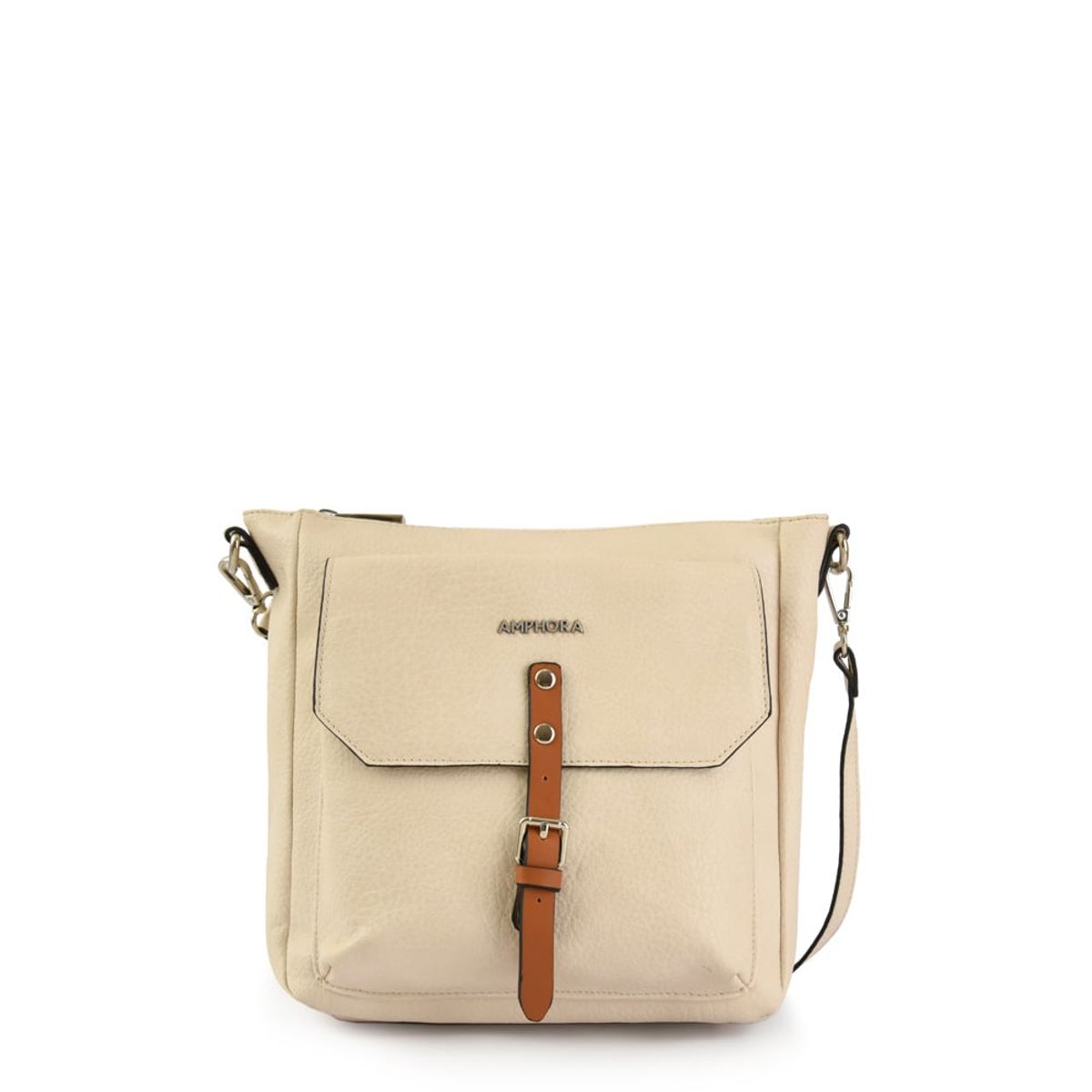 AMPHORA - Cartera Bandolera Mediana Patty Blanco Crudo