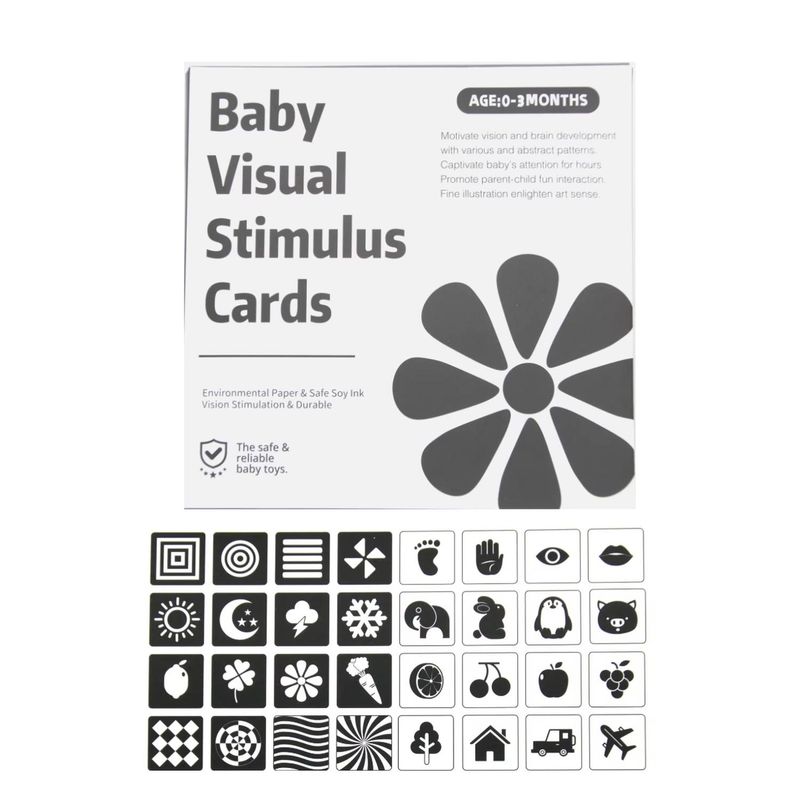 KIVARA - Tarjeta Estimulacion Visual Temprana Bebe 0 a 3 meses