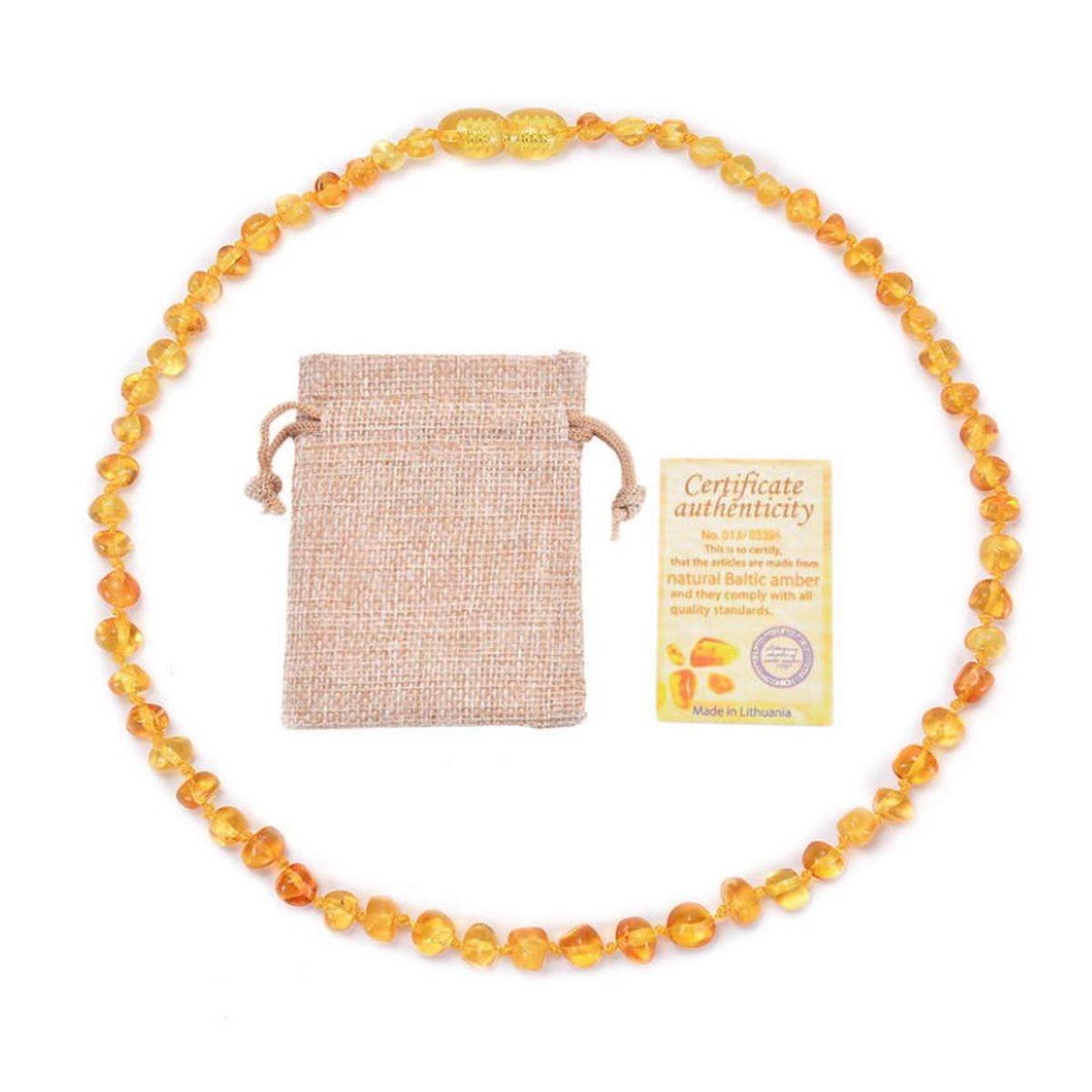 KIVARA - Collar De Ambar Baltico Bebe Infantil Miel