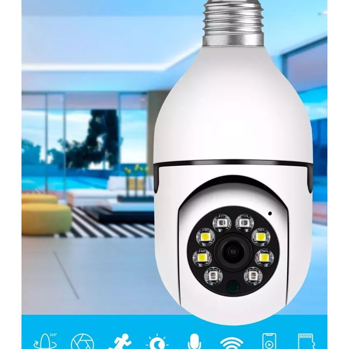 GENERICO - Cámara IP 360° Ampolleta motorizada Full HD Panorámica WIFI Detección Movimiento Inteligente