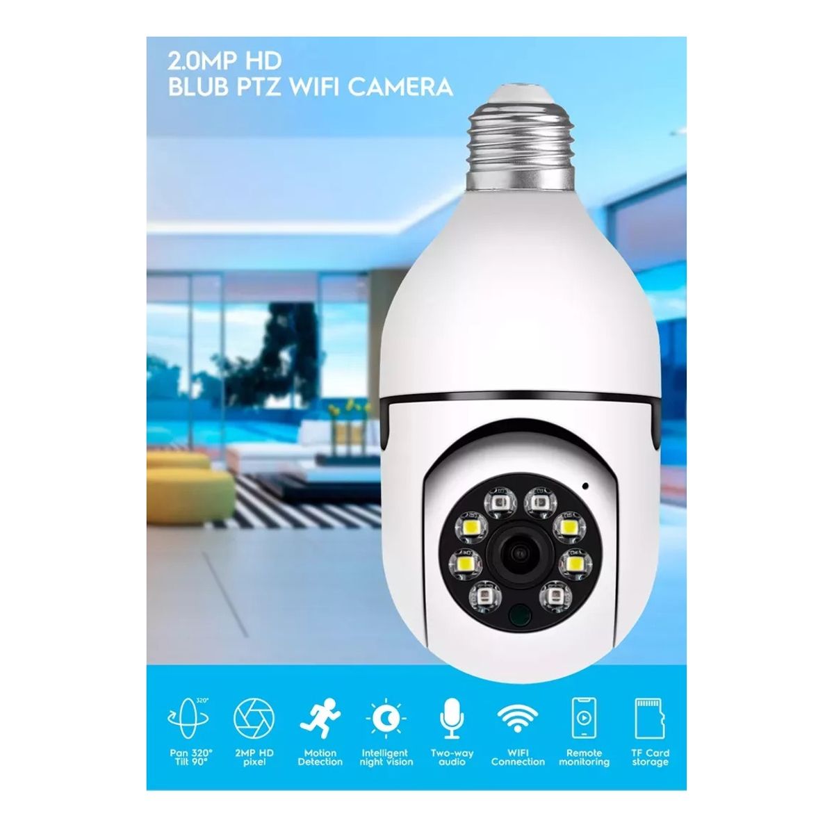 GENERICO - Cámara Inteligente WIFI Visión Panorámica 360° Control Remoto Visión Nocturna Detección Movimiento
