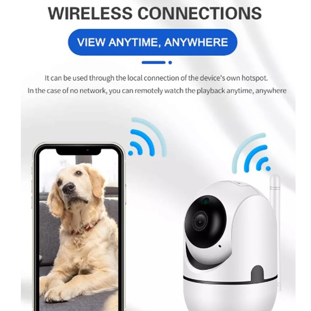 GENERICO - Cámara Inteligente WIFI 360° motorizada Full HD Panorámica A3 Detección Movimiento