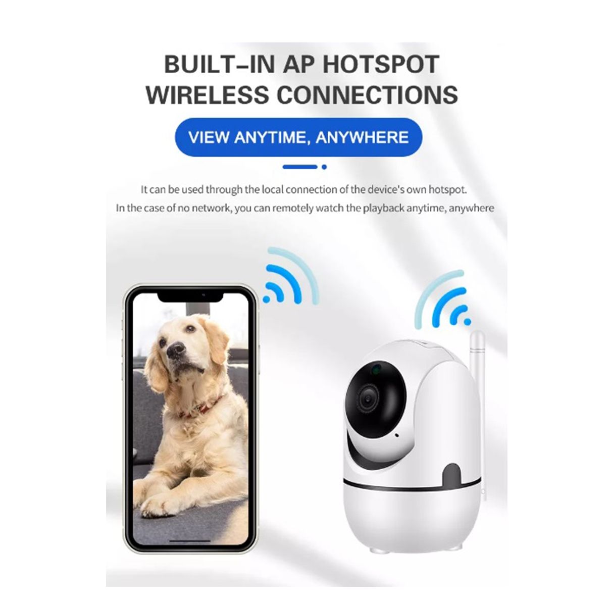 GENERICO - Cámara Inteligente WIFI 360° motorizada Full HD Panorámica A3 Detección Movimiento