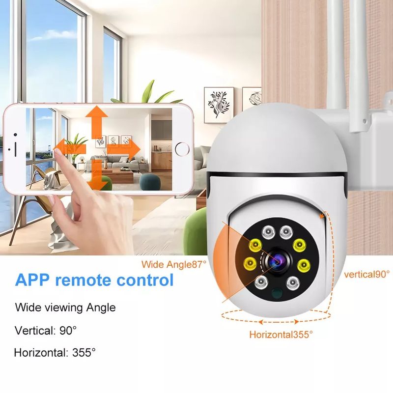 GENERICO - Cámara de Seguridad Outdoor Inteligente Panorámica 360° WiFi Sensor Movimiento