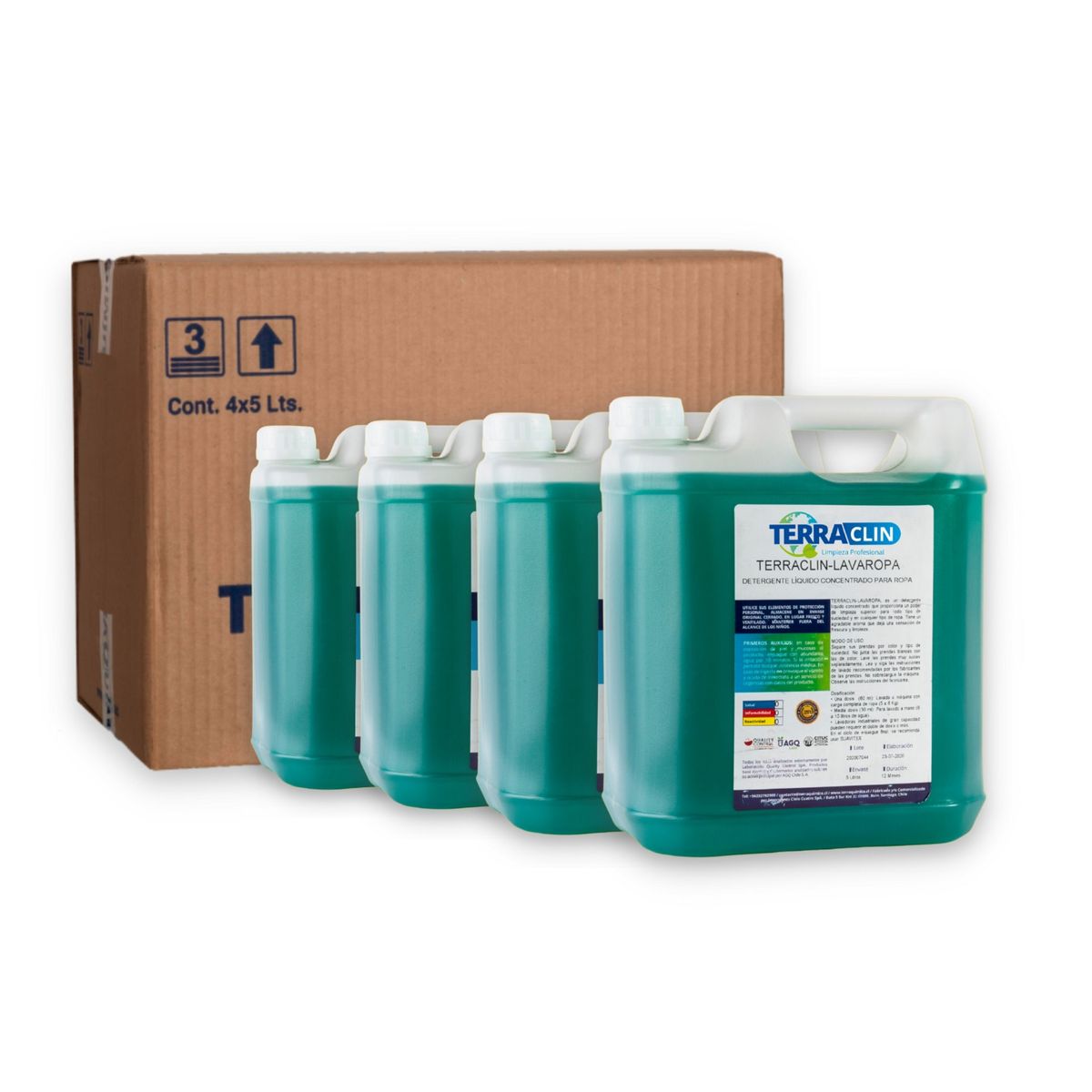 TERRAQUIMICA - Detergente De Ropa Biodegradable Concentrado - Pack 4x5 Lt