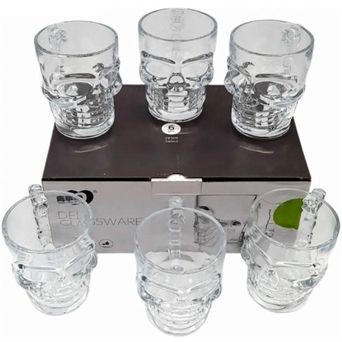 GENERICO - Vasos  Cerveceros  Shoperos Calavera 530 Cc Set 6