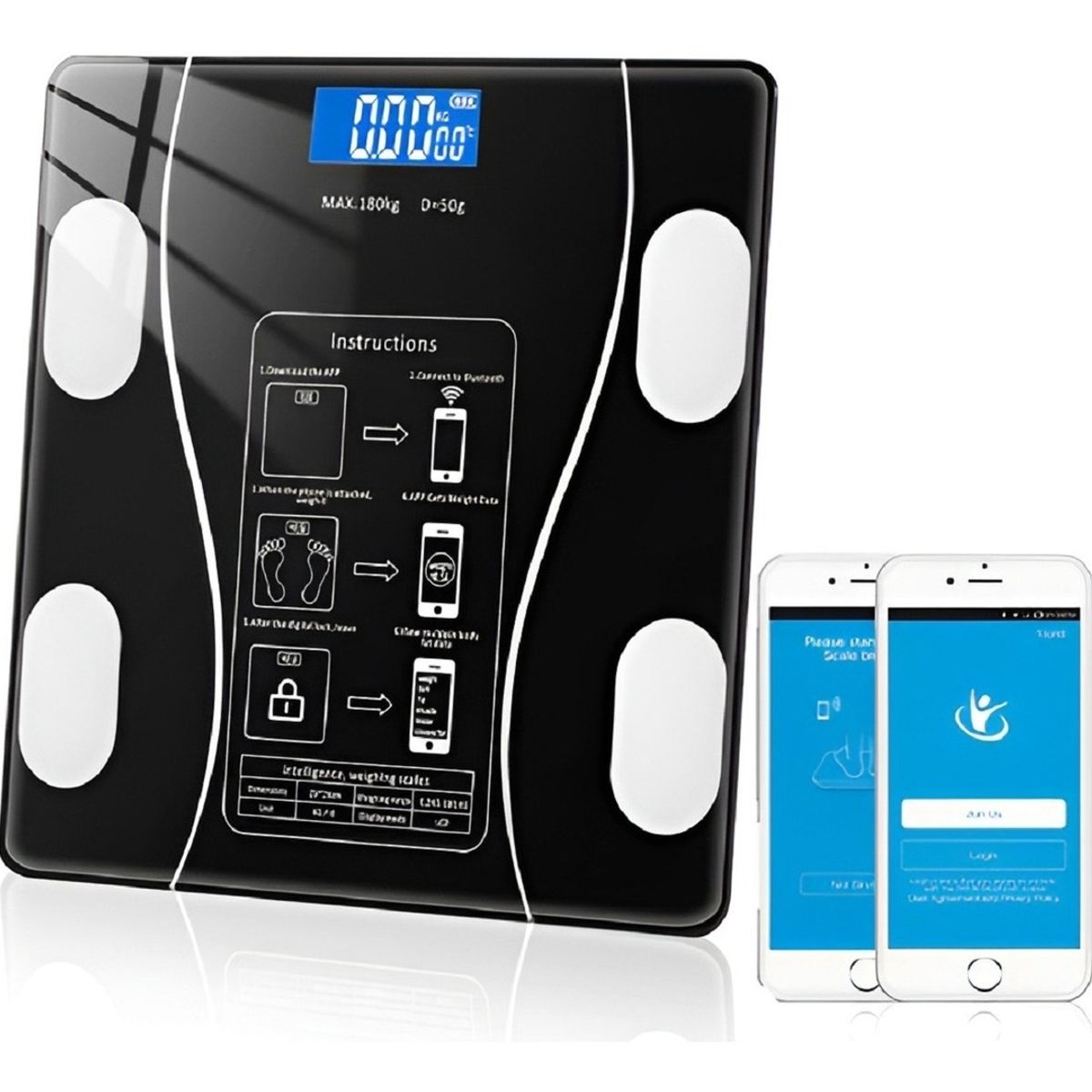 GENERICO - Pesa Balanza Digital De Baño Inteligente Bluetooth App