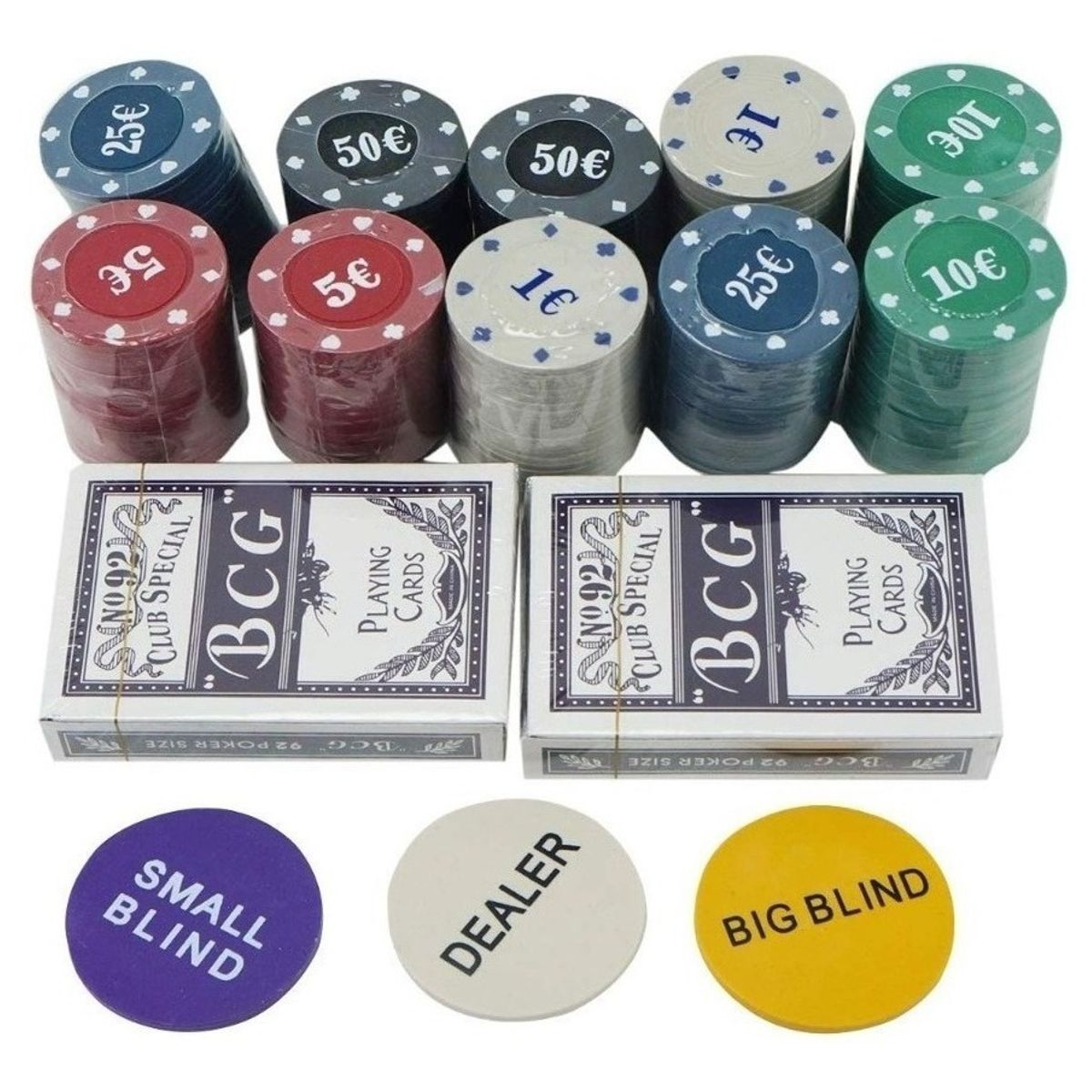 GENERICO - Set Poker Juego De Mesa 200 Fichas + Naipes Y Mantel