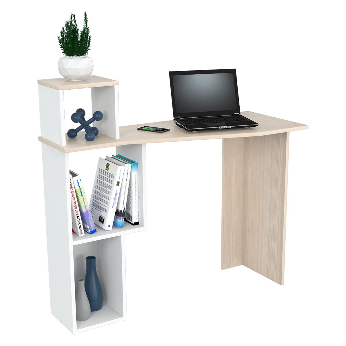 INVAL - Escritorio 95cm x 100cm x 40cm Arena Blanco