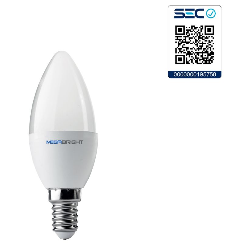 MEGABRIGHT - Ampolleta LED C37 VELA 5W3000K E-14
