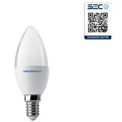 MEGABRIGHT - Ampolleta LED C37 VELA 5W3000K E-14