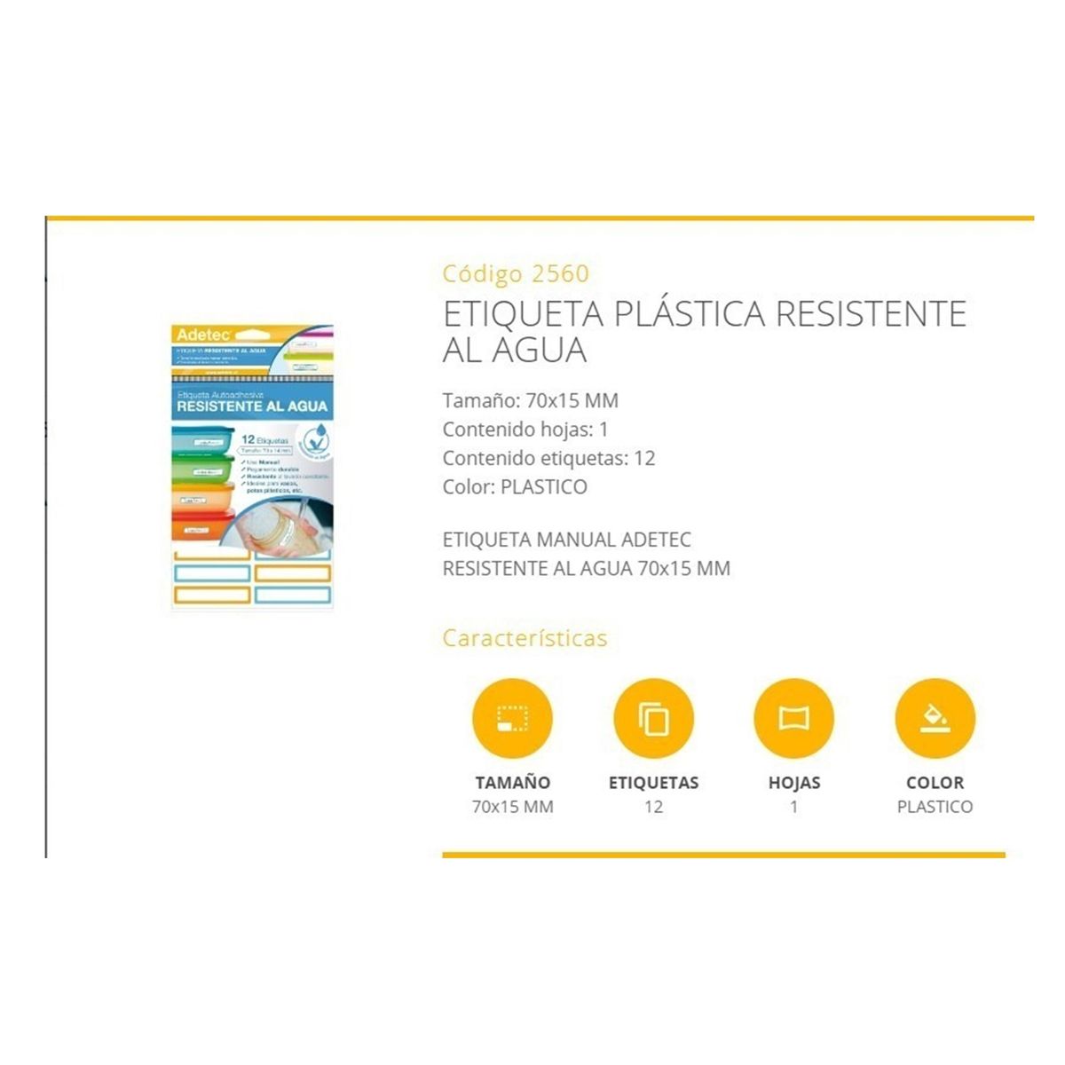 ADETEC - 36 Etiquetas Autoadhesivas  Resistente Al Agua