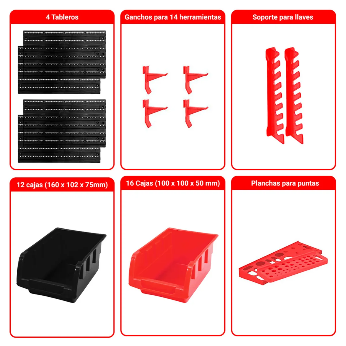 NAPPO - Organizador de Herramientas de Pared Nappo Tablero 46 Piezas