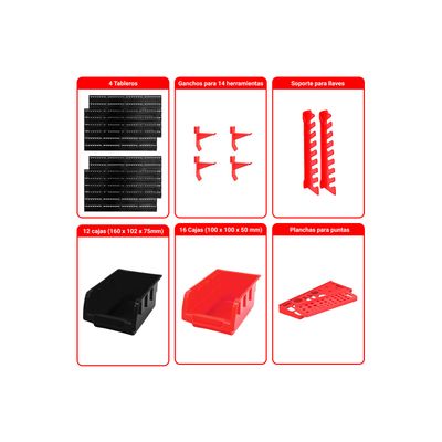 Imagen 2 del producto Organizador de Herramientas de Pared Tablero 46 Piezas