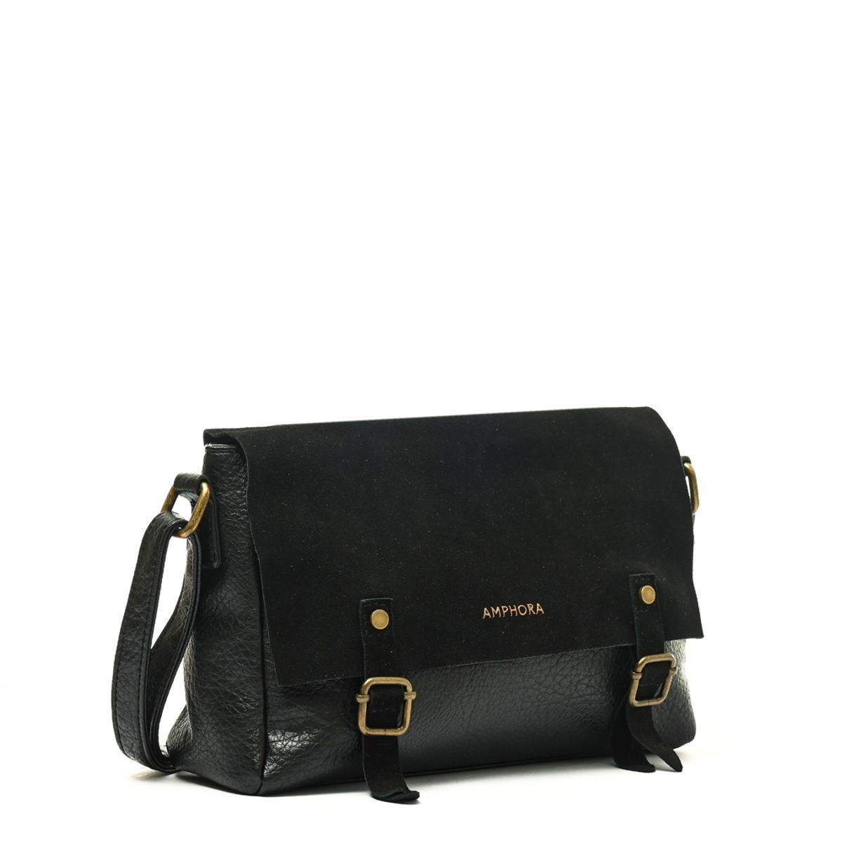 AMPHORA - Cartera bandolera mediana renes negro