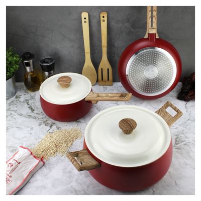 Imagen 2 del producto Batería de cocina de aluminio 7 Piezas Rojo Biela