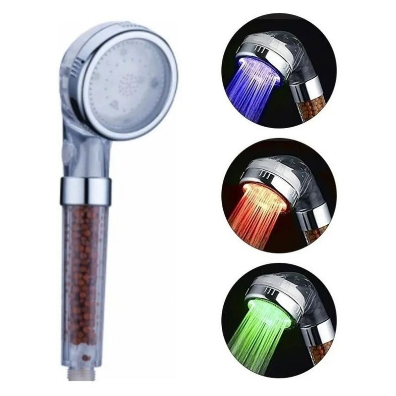 GENERICO - Cabezal Ducha Led Rgb Teléfono Mango Filtro Ahorro Agua Pro.