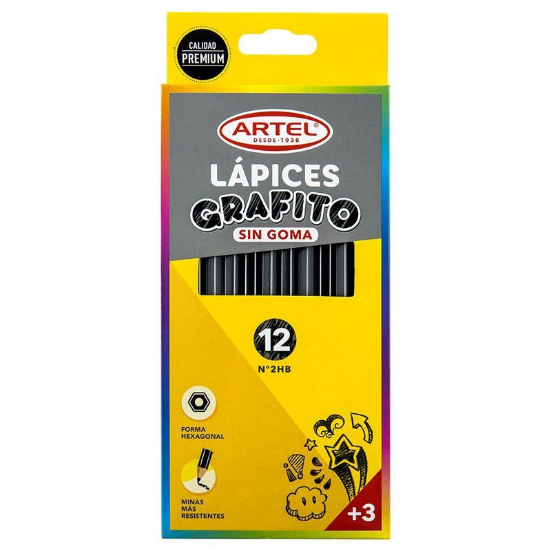 ARTEL - Estuche 12 Lápices Grafito HB Sin Goma Artel