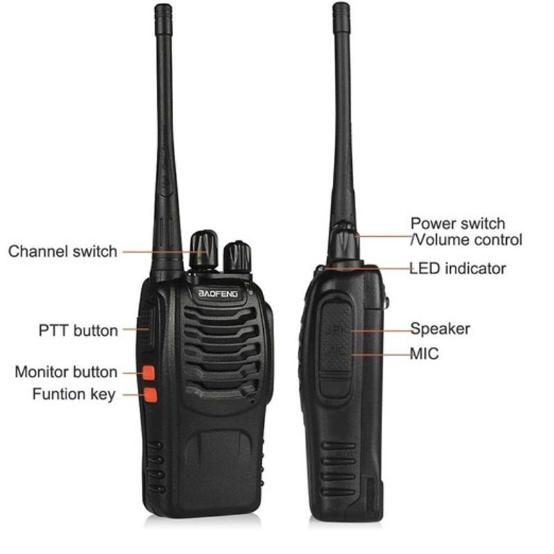 GENERICO - Pack Seis Radio Transmisor Walkie Talkie Bf-888s Baofeng Woki Toki