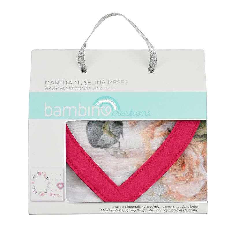 BAMBINO - Mantita Muselina Meses Blanco Flores Niña