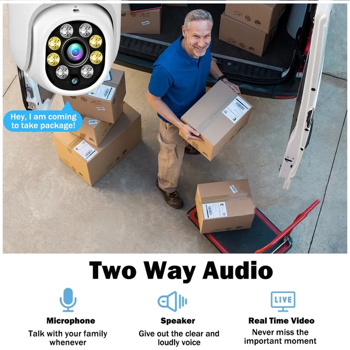 GENERICO - Cámara Outdoor Panorámica 360° WIFI Sensor Movimiento y Resistencia al agua Visión Nocturna