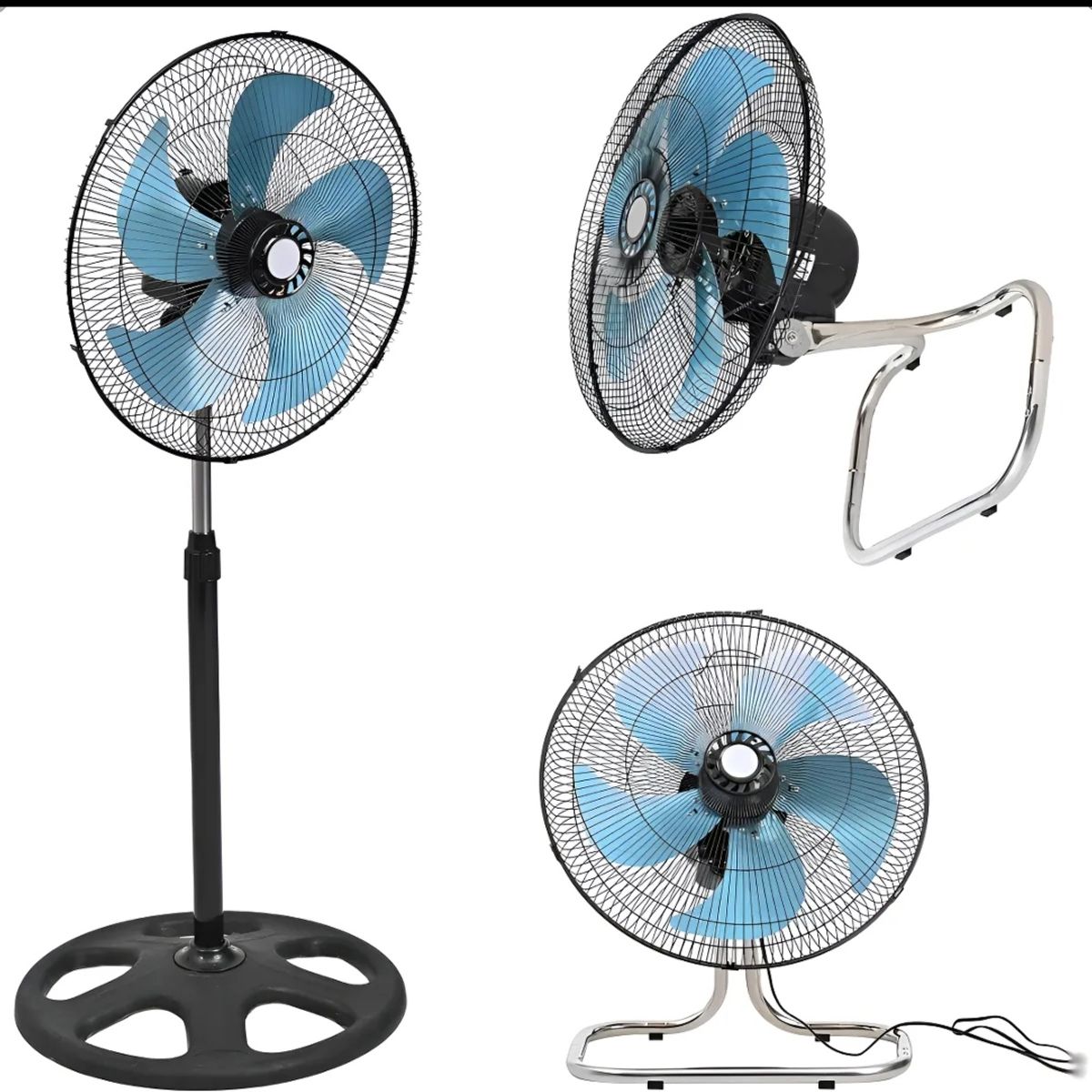 GENERICO - Ventilador Pedestal Pared de Pie Metalico 3 en 1