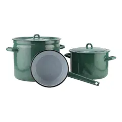FANTUZZI - Batería de cocina 5 piezas acero carbónico verde Fundo