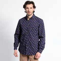 TRUVAL - Camisa Manga Larga Estampada Microprint