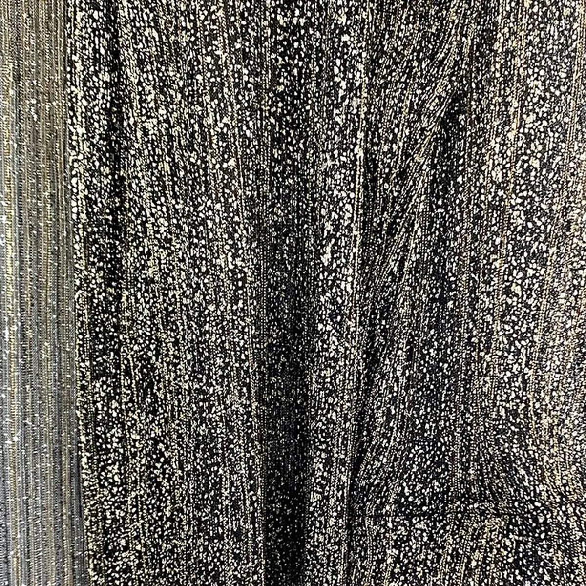 MARIA PASKARO - Tapado Kimono Largo Verona Negro Lineas Dorado Plisado Transparente Maria Paskaro - Dorado